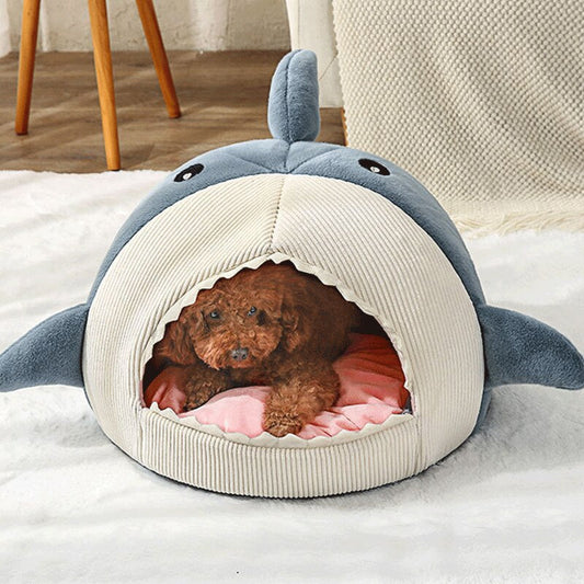 2022 Winter New Cartoon Shark Pet Dog Cat Bed Plush Full Size Washable The Pimp Your Pets Store