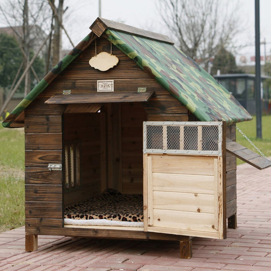 Large outdoor Doghouse, Rainproof, Carbonized Wood The Pimp Your Pets Store