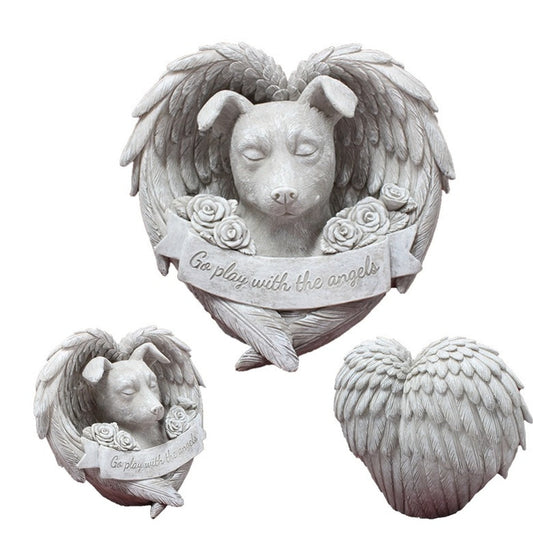 New Angel Dog Ornament Resin Pet Cat Dog Tombstone Memorial Stone The Pimp Your Pets Store