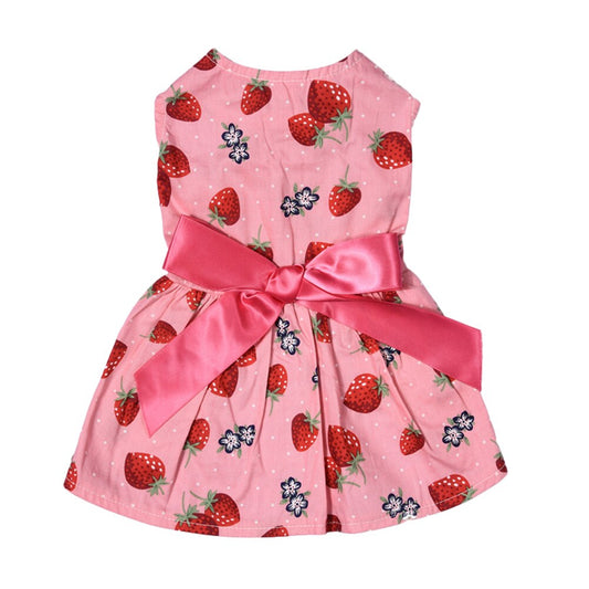 New Summer Dog Dresses Cotton Strawberry Pattern The Pimp Your Pets Store