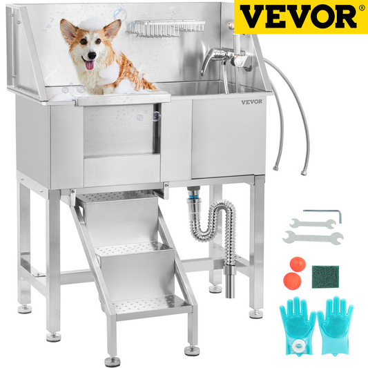 Vevor 34 Inch Dog Grooming Tub Stainless Steel Pet Grooming Tub With Faucet. The Pimp Your Pets Store